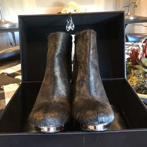 BCBG MaxAzria Brown & Copper Metallic Pony Booties